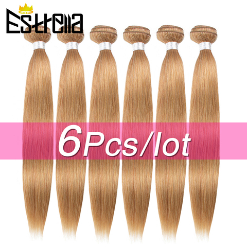 Dark Blonde Bundles Brazilian Hair Weave Bundles Straight Remy Color 27 Human Hair Bundles 100% Human Hair Extension Estrella ► Photo 1/6
