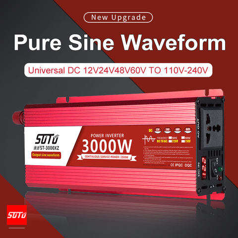 Pure Sine Waveform Universal Inverter DC 12V24V48V60V to 110V-240V LCD Screen Inverter 1600W/2200W/3000W PowerConverter 50/60HZ ► Photo 1/6