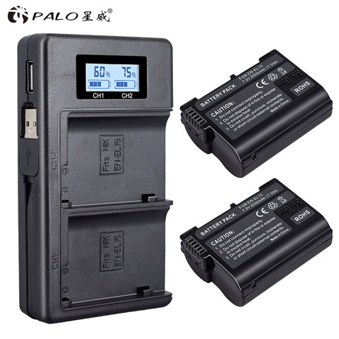 2Pcs EN-EL15 EL15 EN-EL15a ENEL15a EN EL15a Battery+USB Dual Charger for Nikon D850 D810 D810A D750 D500 D7500 D7200 D7100 ► Photo 1/6