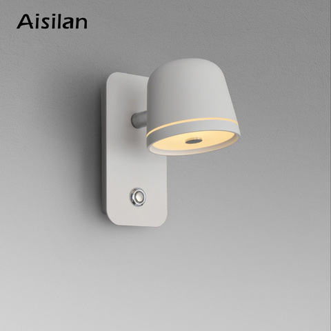 Aisilan LED Bedside Bedroom Dimmable Wall Lamp Living Room Nordic Creative  Reading Infinite Dimming Switch Wall Light ► Photo 1/6