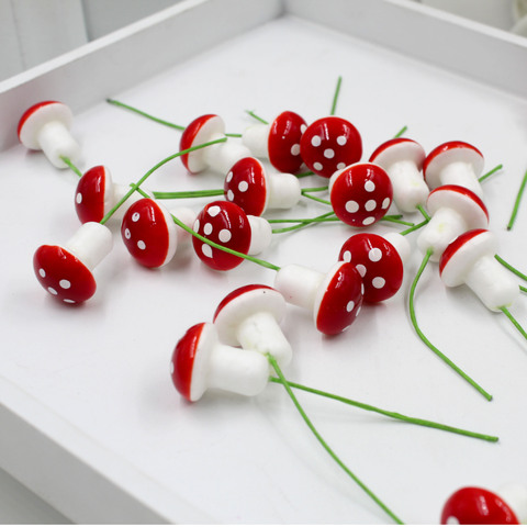 10Pcs/set 2cm Artificial Mini Mushroom Miniatures Fairy Garden Moss Terrarium Resin Crafts Decorations Stakes Craft for Home ► Photo 1/6