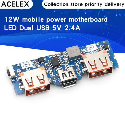 Lithium Battery Charger Board LED Dual USB 5V 2.4A Micro/Type-C USB Mobile Power Bank 18650 Charging Module ► Photo 1/6