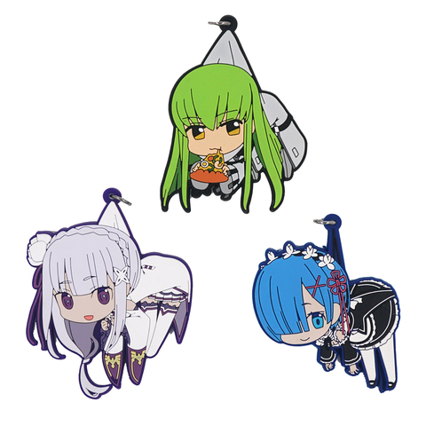 Rezero Code Geass Anime Strap Emilia Rem C.C CC Re:Zero kara Hajimeru Isekai Seikatsu Hanging Rubber Keychain ► Photo 1/1