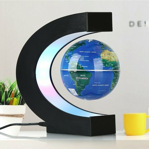 Novelty Led Night Magnetic Levitation Floating Earth Globe With C Shape Base LED World Map Ball Lamp Office Home Desk Decoration ► Photo 1/6