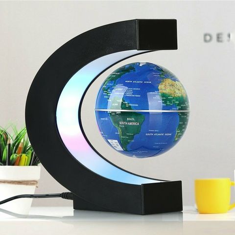 Novelty Led Night Magnetic Levitation Floating Earth Globe With C Shape  Base LED World Map Ball Lamp Office Home Desk Decoration - Price history &  Review