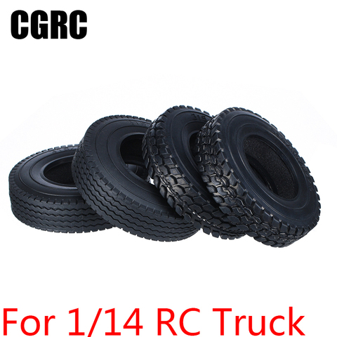 2PCS Rubber Highway Gravel Muddy Road Tire with Liner for 1/14 Tamiya RC Truck Dump Man Scania R620 Actros LESU ► Photo 1/6