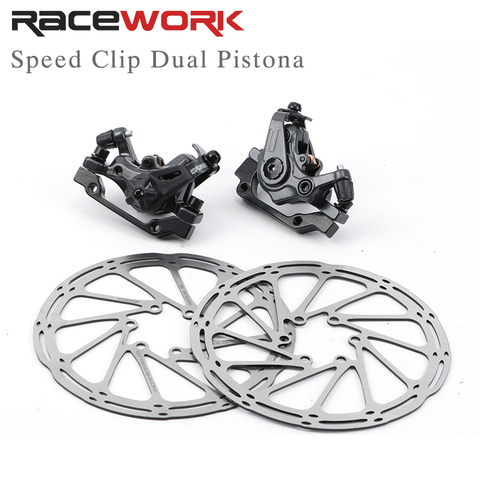 RACEWORK Mountain Bike Disc Brake Calipers MTB Bicycle Speed Clip Dual Piston Mechanical With Rotor ► Photo 1/6