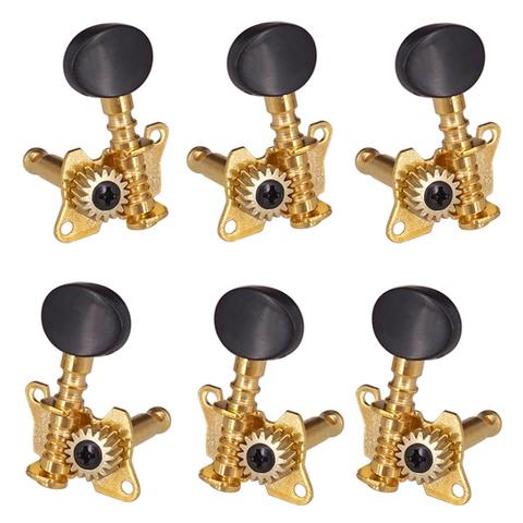 6 pcs Right Left Guitar Tuning Pegs Open Machine Heads Oval Button Gold Acoustic Folk Guitar Parts Tuning Peg Tuners Parts ► Photo 1/6