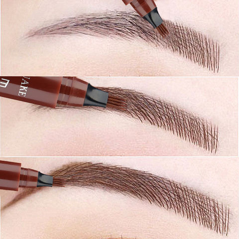 5 Colors Eyebrow Pen Waterproof 4 Fork Tip Eyebrow Tattoo Pencil Cosmetic Long Lasting Natural Dark Brown Liquid Eye Brow Pencil ► Photo 1/6