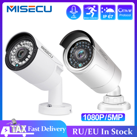 MISECU H.265 Full HD 2MP 5MP Security Audio IP Camera 1080P Metal Waterproof POE ONVIF Bullet Outdoor CCTV Surveillance Camera ► Photo 1/6