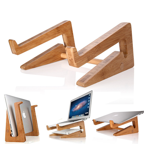 Bamboo Laptop Stand laptop storage Increased Height Cooling stand for DELL Macbook Air Pro Vertical Base Bracket for Notebook PC ► Photo 1/6