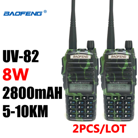 2pcs Baofeng UV 82 Portable Two Way Ham Radio Add Foldable Antenna 5-10KM BAOFENG Walkie Talkie UV-82 Camouflage hf Transceiver ► Photo 1/6