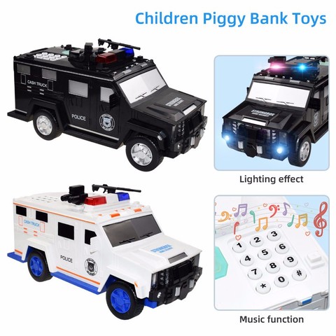 Cartoon Piggy Bank Toys Smart Music Password Banknote Car Coin Bank Figure Toy Pretend Play Saving Money Box Kids Police Cars ► Photo 1/6