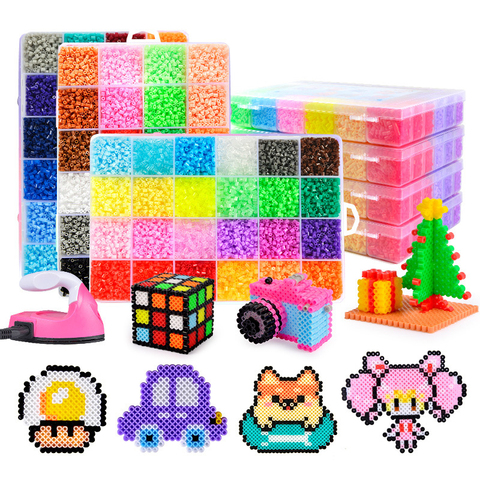 5mm / 2.6mm Hama Beads 72 colores Perler Toy Kit 3d Fuse Beads Puzzle Box  Diy Creative Handmade Craft Toy Template Kids Toys