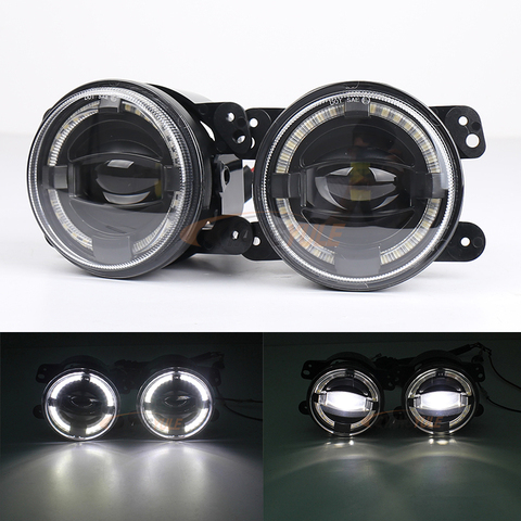 A pair mini 4 inch auto Round Led Fog Lights 4D Projector lens White 6000K DRL Fog Lamps For Jeep Dodge Journey Magnum Charger ► Photo 1/6