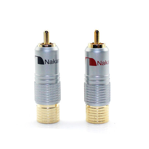 4pcs RCA Adapter 24K Gold Nakamichi RCA Plug Audio Cable Speaker Terminal Connector Male Lotus adapter RCA Audio Connectors Hifi ► Photo 1/6