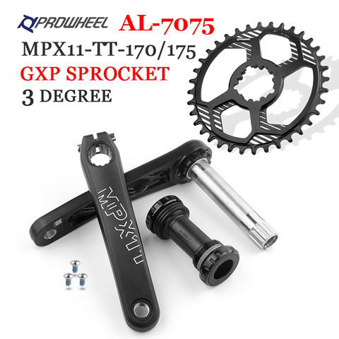 PROWHEEL MTB Bicycle Crankset 170/175mm Crank 28/30/32T 34/36/38T GXP Chainrings with Bottom bracket BB Mountain Bike Crank set ► Photo 1/6