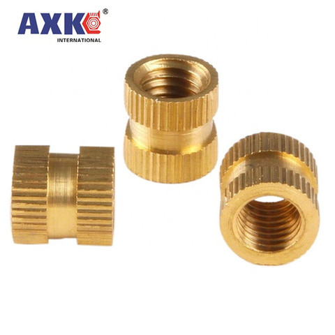 50X M2 M2.5 M3 Solid Brass Pure Copper Metric Thread Injection Molding Knurl Insert Nut Nutsert Round Shape Column OD 3.5 4 5mm ► Photo 1/6