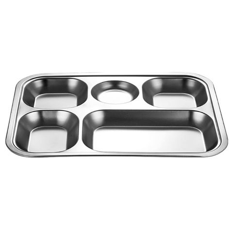 Stainless Steel Divided Dinner Tray Lunch Container Food Plate for School Canteen 3/4/5 Section  ► Photo 1/5
