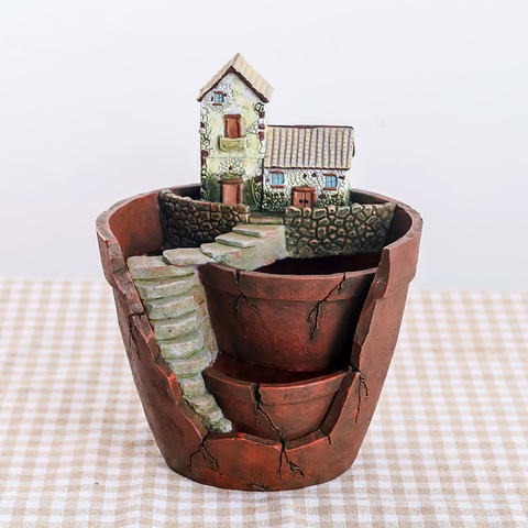 Retro Farmhouse Flower Pot for Succulents Plants Decorative Planter Mini Bonsai Flowerpot Fairy Garden Home Desktop Decoration ► Photo 1/6