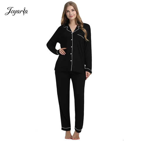 Joyaria Pajama Sets Women Long Sleeve Sleepwear Button Down Pj Pants Set Soft Bamboo Female Night Suit PJS Women Pyjamas Femmes ► Photo 1/6