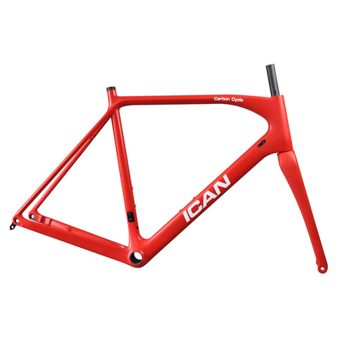 ICAN carbon flat mount disc brake frame cyclocross all internal cable route di2 carbon CX frameset 142*12 or 135*10mm rear space ► Photo 1/6