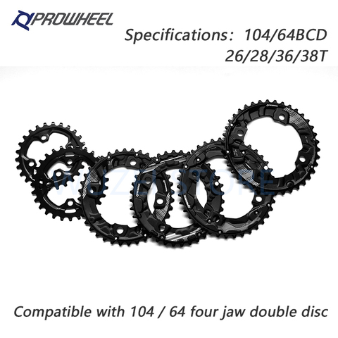 PROWHEEL 104/64BCD Mountain Bicycle Double Sprockets 26T 28T 36T 38T 10/11 speed Chainring cying MTB Bicycle crankset Accessorie ► Photo 1/6