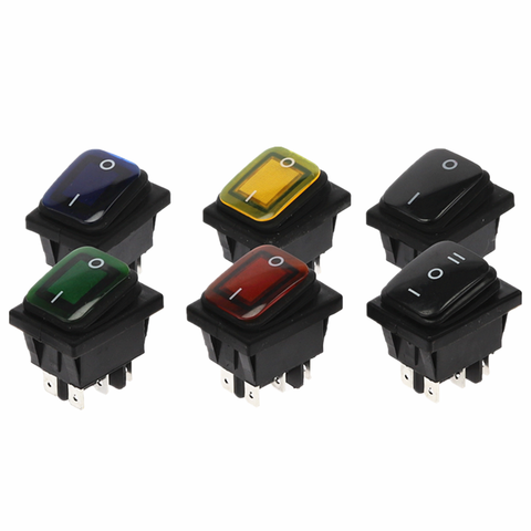 1Pcs KCD4 on-off  20A/250V 6 pin DPST IP67 Sealed Waterproof T85 Auto  Marine Toggle Rocker Switch with LED 220V 30x22 ► Photo 1/6