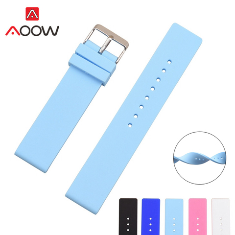 12 14 16 18mm 20mm 22mm 24mm Silicone Strap Soft Rubber Band Candy Color Men Women Replace Bracelet Watch Accessories Wholesale ► Photo 1/6
