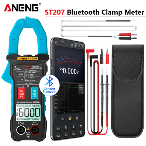 ANENG ST207 Digital Bluetooth Multimeter Clamp Meter 6000 Count True RMS  DC/AC Voltage Tester AC Current Hz Capacitance Ohm ► Photo 1/6