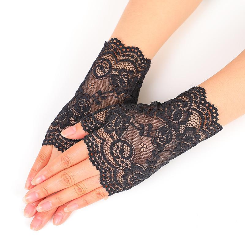 Fashion Sailor Dance Long Fingerless Womens Sexy Lace Gloves Ladies Half Finger Fishnet Gloves Heated Mesh Mitten Handschoenen ► Photo 1/6