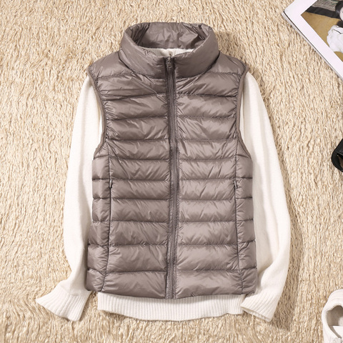 New Women Sleeveless Women's Ultra Light Down Vests Slim Jacket Girl Gilet Plus Lightweight Windproof Warm Waistcoat Portable ► Photo 1/6