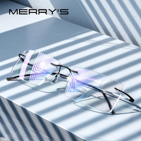 MERRYS DESIGN Men Titanium Alloy Rimless Glasses Frame Male Square Ultralight Man Frameless Myopia Optical Frames Eyewear S2880 ► Photo 1/6