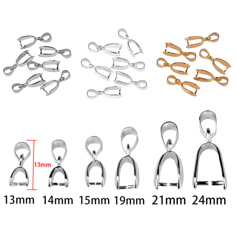 10pcs Stainless Steel Pendant Clasp Pinch Clip Bail Hook Connector