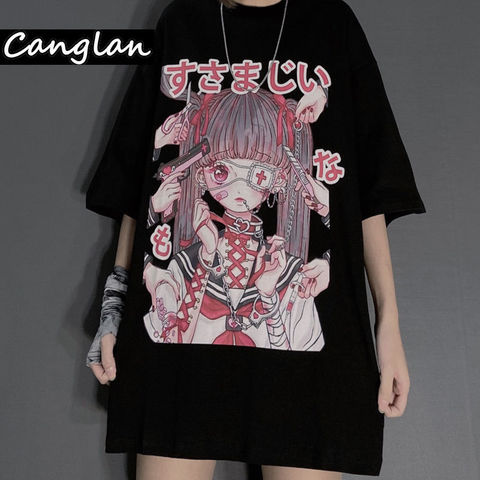 Gothic Graphic T-shirt for Women Ladies Summer Harajuku T Shirt Short Sleeve Tshirt Streetwear Clothes Pastel Goth Tee Tops ► Photo 1/6