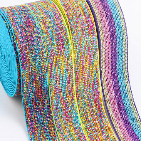 25mm Colorful Printed Gillter Elastic Ribbons Bands Stretchy Tape DIY Headwear Clothing Bag Trousers Sewing Accessories 1yards ► Photo 1/6