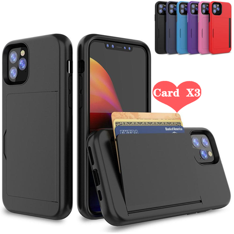 Candy Color Case For iPhone 11 11 Pro  7 8 Plus 6 6s X XS MAX XR Case Armor Card Slot Cover for iPhone 11 11Pro 11Pro Max 7 8 ► Photo 1/6