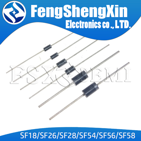 50pcs SF18 SF26 SF28 SF54 SF56 SF58 DIP super fast recovery diode 400/600V 1A2A3A5A ► Photo 1/1