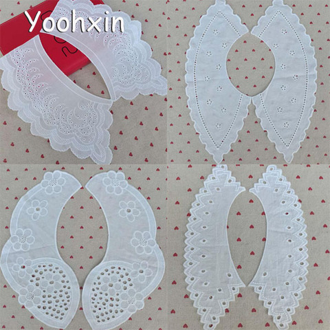 Luxury white cotton Embroidery Lace Fabric DIY applique collar trim ribbon neckline craft Sewing guipure wedding dress decor ► Photo 1/4