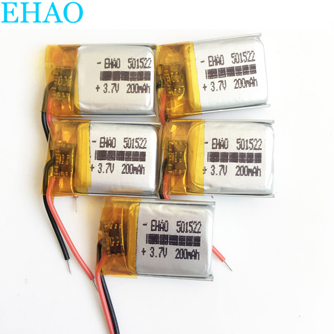 5 pcs EHAO 501522 3.7V 200mAh Lithium Polymer LiPo Rechargeable Battery For Mp3 PAD E-book GPS bluetooth pen headset headphone ► Photo 1/6