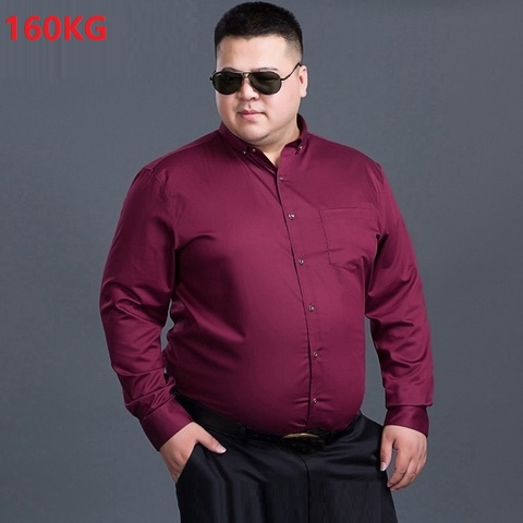 autumn men dress shirt long sleeve large size 8XL 9XL 10XL 12XL 62 64 66 68 60 oversize formal office fat loose shirts Business ► Photo 1/6