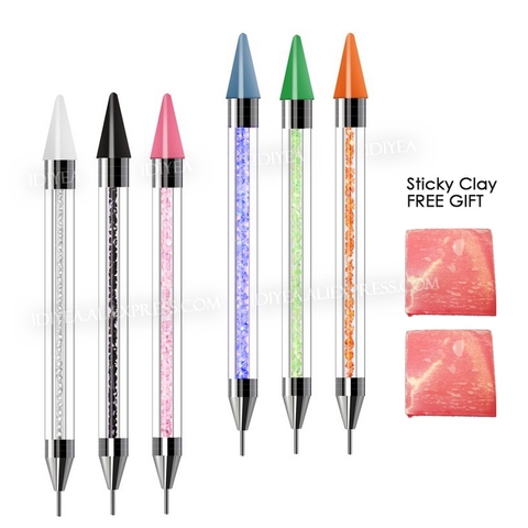 1set/lot quality Crystal Pen picking up Rhinestones Gems Sticky Wax Pencil DIY Tools for Nail art Cloth Diamond Picker Painting ► Photo 1/6