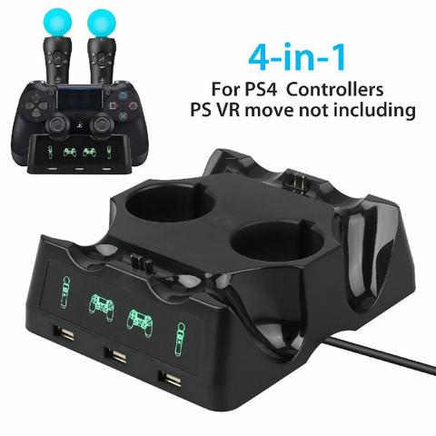 4 in 1 Controller Charging Dock Station Stand for Playstation PS4 PSVR VR Move Quad Charger for PlayStation Controller ► Photo 1/6