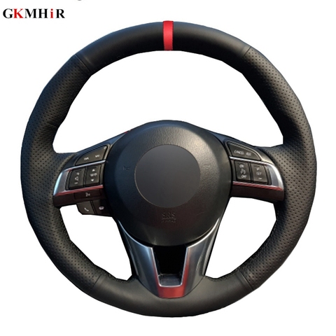 Car Steering Wheel Cover Black Artificial Leather Red Marker For Mazda CX-5 CX5 Atenza 2014 New Mazda 3 CX-3 2016 Scion iA 2016 ► Photo 1/6