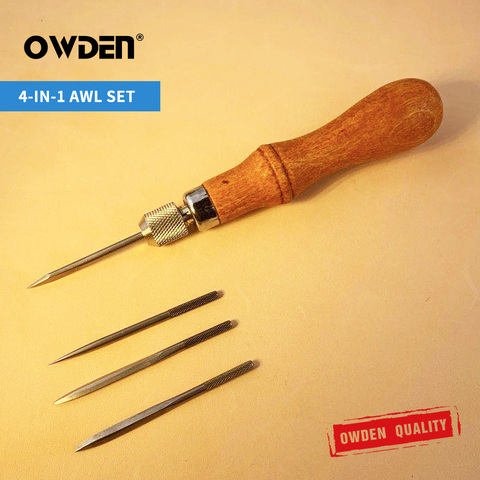 OWDEN Leather Awl Tool Set DIY Wood Handle Sewing Stitching Lacing Scratch Tool ► Photo 1/6