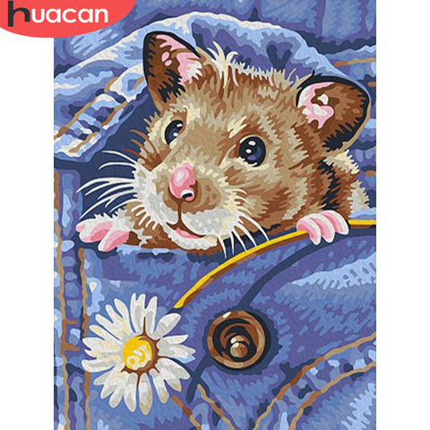 HUACAN 5D DIY Diamond Painting Hamster Full Drill Pictures Of Rhinestones Decor Home Flowers Mosaic Diamond Embroidery Animals ► Photo 1/6