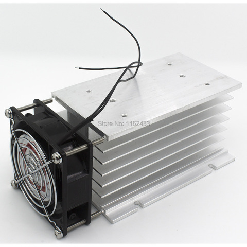 FHSH01F-150 150*100*80 mm 80A three phase solid state relay SSR aluminum heat sink radiator with 220VAC fan and protective cover ► Photo 1/2