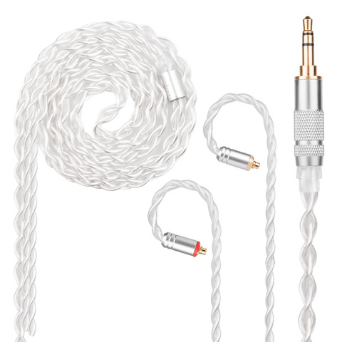 Yinyoo 7N Pure Silver Cable 2.5/3.5/4.4mm Balanced Cable with MMCX/2pin for Sony KZ ZS10 AS10 ZST C16 C10 BLON BL-03 BL-05 BL05 ► Photo 1/6