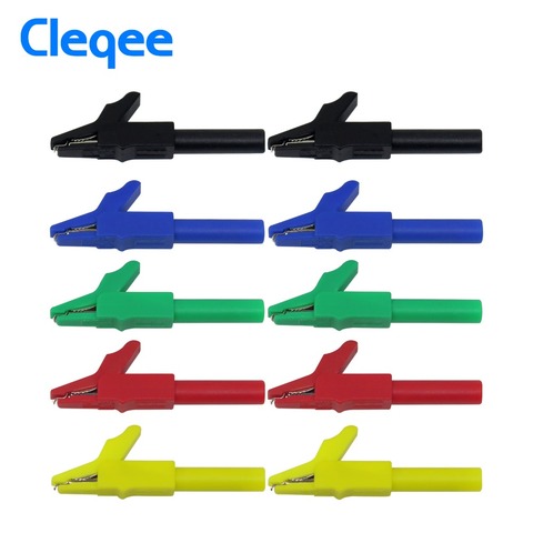 Cleqee P2007 10PCS 56mm Alligator Clip with 4mm Socket for 4mm Banana Plug Safe Crocodile Clamp Test Accessories 300V/15A ► Photo 1/6