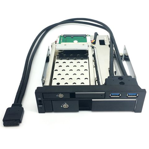 TOOLFREE Optical Dual Bay Tray Less Mobile Rack Enclosure For 2.5/3.5 Inch SATAT III HDD SSD w 2 Port USB 3.0 Hub For Desktop PC ► Photo 1/6
